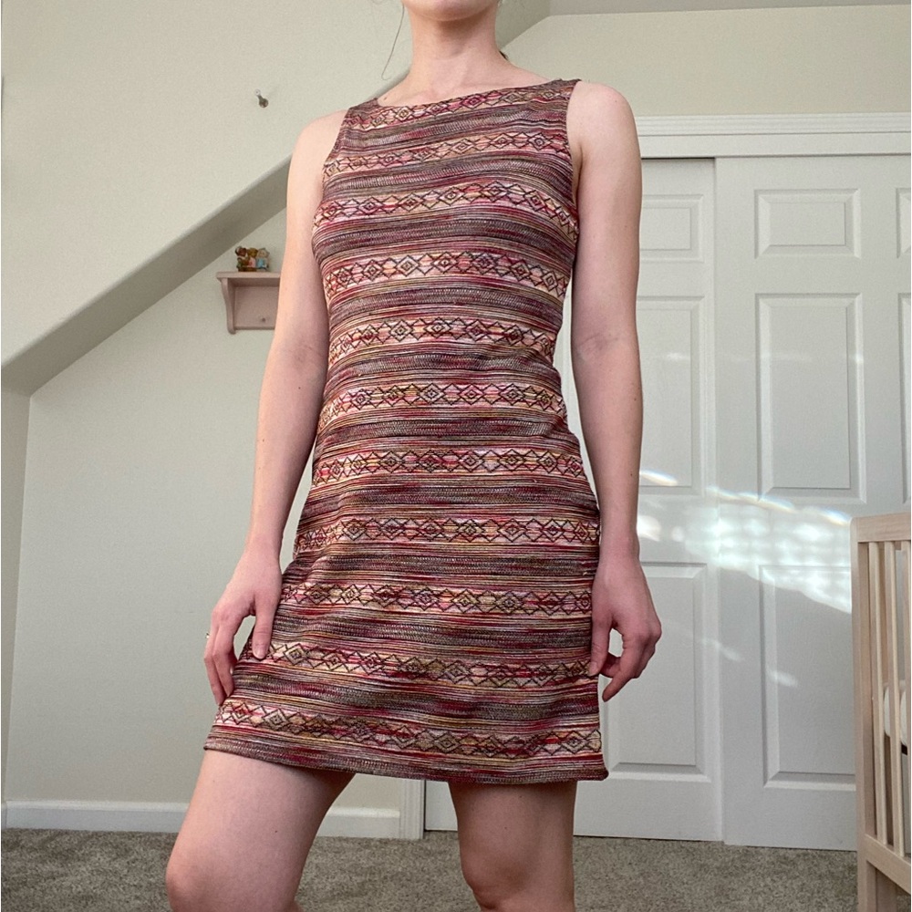 Vintage Aqua Blues multicolor mini dress